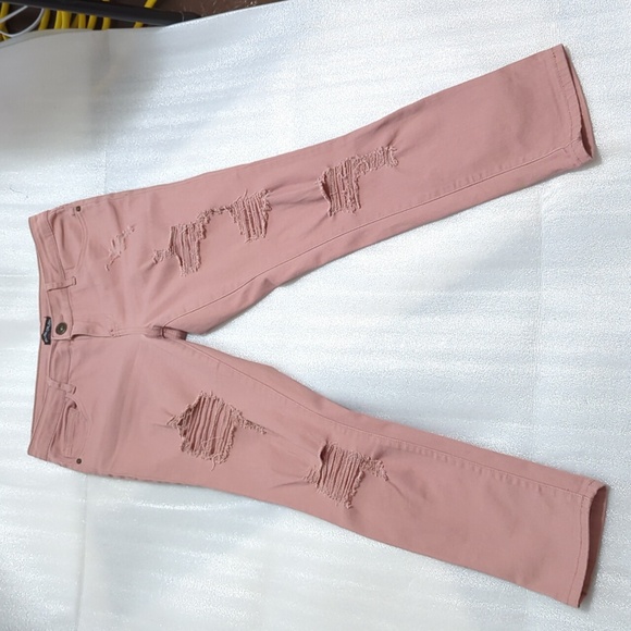 Silver Crush Denim - Silver Crush Women's Pink Distressed Skinny Jeans Size 5/6